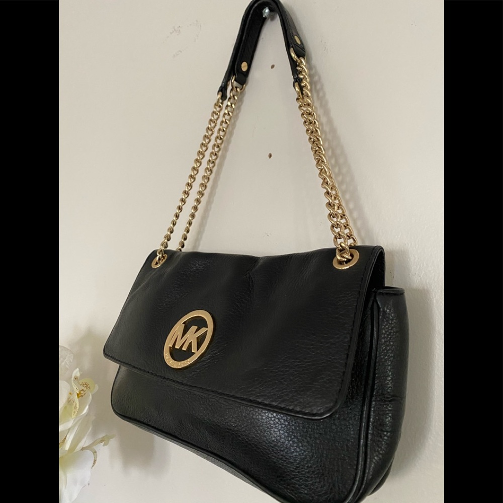 Michael Kors black leather bag purse